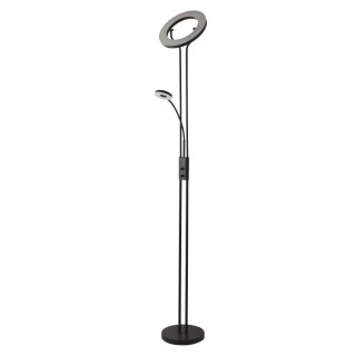 Lampadaire cercle Led avec liseuse Metal Noir Mat 30w 3902 lumens 3000k Haut 193cm Diam 28cm avec variateur MOTHER & CHILD LED