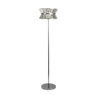 Lampadaire metal chrome avec cristal clair G9 3x33w Diam 34cm Haut 1m50 UPTOWN 3Lt