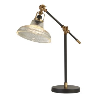 Lampe à poser metal Noir, laiton avec verre strié clair E14 max 60w Haut 67cm Diam 60cm BERWICK