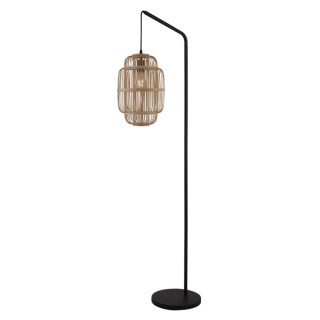 Lampadaire metal Noir avec abatjour Bambou E27 60w Diam 28cm Haut 160cm E27 60w JAVA