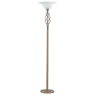 Lampadaire Laiton antique et verre marbré Diam 35cm, E27 GLS Max 60W Haut 1m80 ZANZIBAR UPLIGHTER