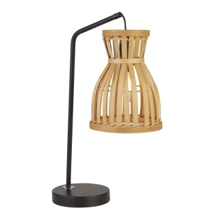 Lampe à poser Metal Noir mat et abat jour Bambou E14 max 60w Haut 45cm Diam 26cm MALAGA