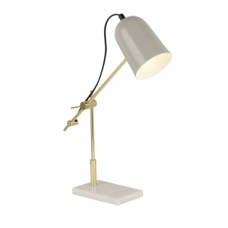 Lampe à poser Base Marbre, metal Gris et doré, E27 max 60w Haut 49cm Diam 39cm ODYSSEY