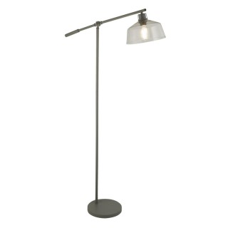 Lampadaire Metal Gris et verre transparent E27 max 60w Haut 164cm Diam 82cm CANTERBURY