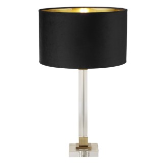 Lampe à poser Cristal, Laiton Abatjour Velours Noir interieur Doré E27 Max 60w Haut 67cm Diam 38cm SCARBOROUGH