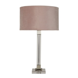 Lampe à poser Cristal, Nickel satine Abatjour Velours Rosé interieur Argent E27 Max 60w Haut 67cm Diam 38cm SCARBOROUGH