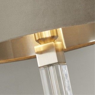 Lampe à poser Cristal, Nickel satine Abatjour Velours Taupe interieur Argent E27 Max 60w Haut 67cm Diam 38cm SCARBOROUGH