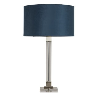 Lampe à poser Cristal, Nickel satine Abatjour Velours Bleu interieur Argent E27 Max 60w Haut 67cm Diam 38cm SCARBOROUGH