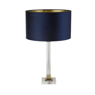 Lampe à poser Cristal, Laiton Abatjour Velours Bleu Marine interieur Doré E27 Max 60w Haut 67cm Diam 38cm SCARBOROUGH