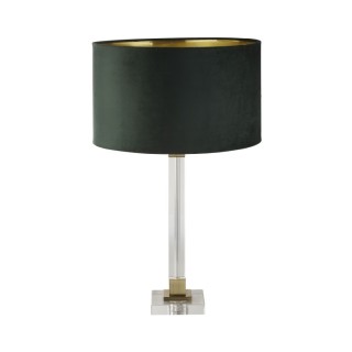 Lampe à poser Cristal, Laiton Abatjour Velours Vert interieur Doré E27 Max 60w Haut 67cm Diam 38cm SCARBOROUGH