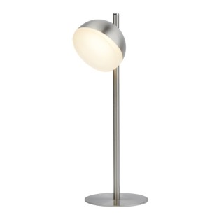 Lampe à poser argent satine et sphere givré blanc, led 6w 625 lumens 3000k Haut 35cm Diam 12cm TULLY 1LT LED