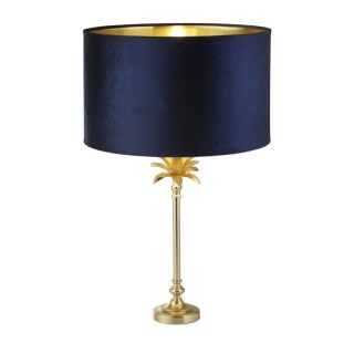 Lampe à poser laiton satine et abatjour velour Marine, Doré Interieur E27 max 60w Haut 65cm Diam 40cm PALM 1LT