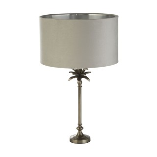 Lampe à poser metal nickel antique et abatjour velour Gris, argent Interieur E27 max 60w Haut 65cm Diam 38cm PALM 1LT