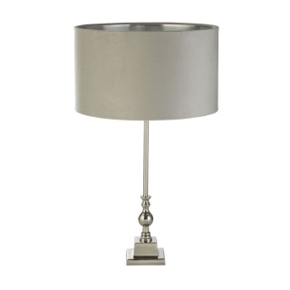 Lampe à poser Metal Chrome et Abatjour velours Gris intérieur argent E27 max 60w Haut 67cm Diam 38cm WHITBY