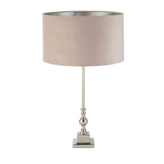 Lampe à poser Metal Chrome et Abatjour velours Rose intérieur argent E27 max 60w Haut 67cm Diam 38cm WHITBY