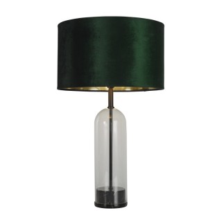 Lampe à poser pied Verre base marbre noir et Abatjour Vert E27 max 60w Haut 51cm Diam 60w OXFORD