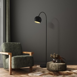 Lampadaire Arc metal Noir Mat E27 max 60w Haut 143cm Diam 55cm CALUMN