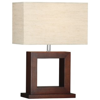 Lampe à poser Cadre Bois foncé Carré avec Abatjour Lin beige, E27 60w Haut 42cm Larg 18cm CALVEN