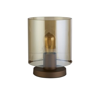 Lampe à poser 1L Metal Moka avec verre fumé ambré, E27 max 60w Diam 20 Haut 26cm SWEDEN