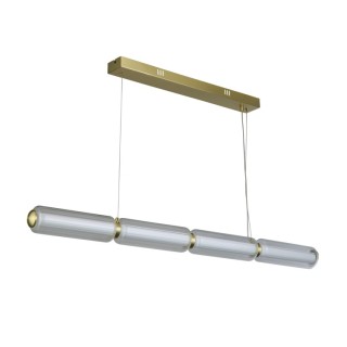 Suspension barre Led integre Metal laiton satiné, acrylique opale et verre clair, 24w 3000 lumens 3000k 3 niveaux intensité par 