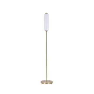 Lampadaire Led integre Metal laiton satiné, acrylique opale et verre clair, 10w 1000 lumens 3000k inter Dimmer 3 niveaux intensi