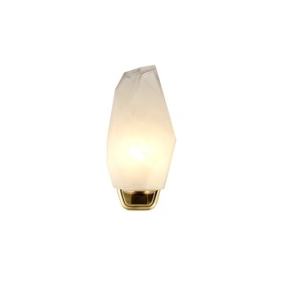 Applique Metal laiton satiné, verre blanc Givré, G9 max 33w Larg 11cm Haut 22cm ROCKY