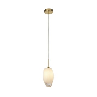 Suspension Metal laiton satiné, verre blanc Givré, G9 max 33w Larg 11cm Haut 120cm ROCKY