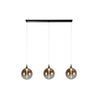 Suspension Barre led integre 3Lt metal noir et doré avec verre teinté et ambré 13w 1268 lumens 3000k Long 68cm Haut 1m50 ALCHEMY