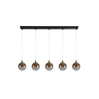 Suspension Barre led integre 5Lt metal noir et doré avec verre teinté et ambré 19w 1996 lumens 3000k Long 120cm Haut 1m50 ALCHEM