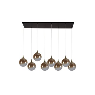 Suspension Plaf led integre 8Lt metal noir et doré avec verre teinté et ambré 29w 3095 lumens 3000k Long 107cm Haut 1m50 ALCHEMY