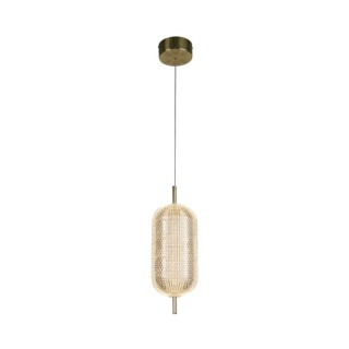 Suspension LED Metal laiton Satiné, diffuseur Acrylique 20w 2280lm 3000k Diam 15cm Haut 1m50 CAPSULE