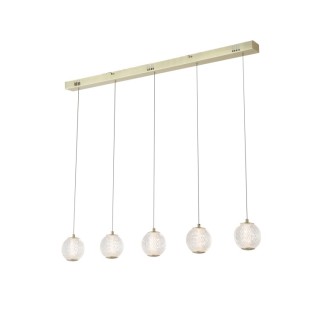 Bar Suspension - Metal laiton satiné Boule diffuseur acrylique clair 21w 1699 lumens 3000k ALLURE LED 5Lt