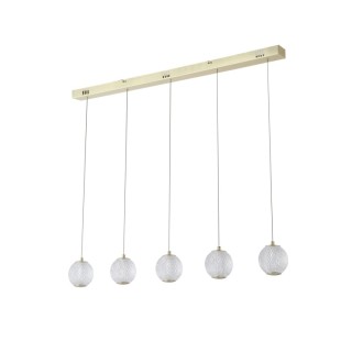 Bar Suspension - Metal laiton satiné Boule diffuseur acrylique clair 21w 1699 lumens 3000k ALLURE LED 5Lt