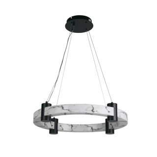 Suspension rd Diam 61 - Metal Noir, resine effet marbre 25w 3024 lumens 3000k dimmable MOONBEAM LED 1LT