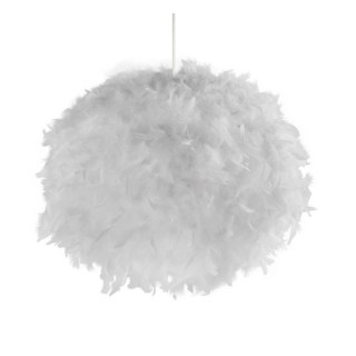 Suspension abat jour Plumes blanc E27 Max 10w Diam 50cm Haut 33cm FEATHER