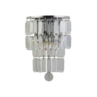 Applique metal chrome avec cristal clair IP44 E14 2x60w max haut 30cm larg 20cm EMPIRE 2LT