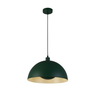 Suspension convertible en Plafonnier metal vert mat, interieur doré E27 max60w Diam 40cm MARS 1LT