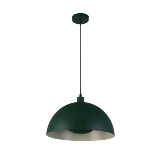 Suspension convertible en Plafonnier metal vert mat, interieur doré E27 max60w Diam 40cm MARS 1LT