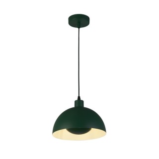 Suspension convertible en Plafonnier metal vert mat, interieur doré E27 max60w Diam 26cm MARS 1LT