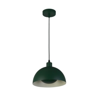 Suspension convertible en Plafonnier metal vert mat, interieur doré E27 max60w Diam 26cm MARS 1LT