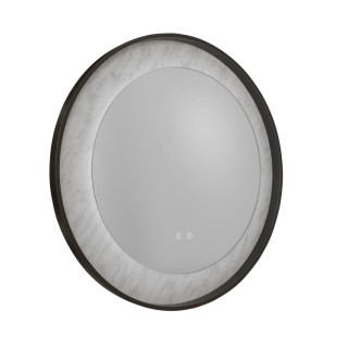 Miroir LED SDB IP44 CLII Metal Noir mat avec effet marbre 17w 1529 Lumens CCT 2000k-4000k inter touch dimmer LUXO