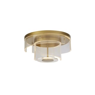 Plafonnier LED Rond metal Doré, acrylique clair 30w 2610 Lumens 3000K Dimmable Diam 40cm DECO