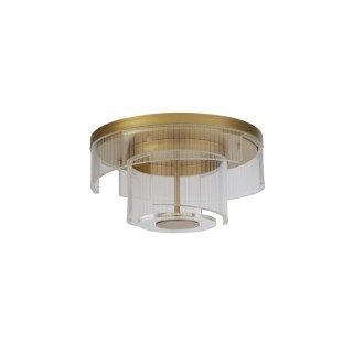 Plafonnier LED Rond metal Doré, acrylique clair 30w 2610 Lumens 3000K Dimmable Diam 40cm DECO