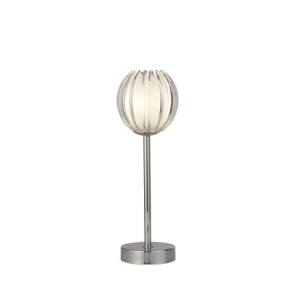 Lampe à poser metal chrome, diffuseur acrylique clair et verre givré G9 33w max Haut 44cm Diam 12cm BLOSSOM