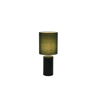 Lampe à poser Ceramique Vert Olive, Abatjour assortis Tissu Vert Olive E14 40w max Haut 51cm Diam 22cm GROOVE