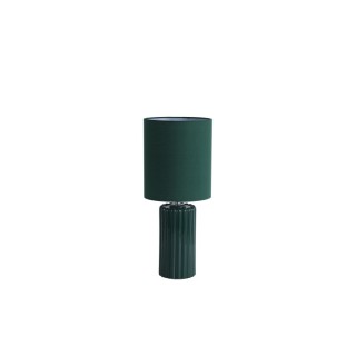 Lampe à poser Ceramique Vert Olive, Abatjour assortis Tissu Vert Olive E14 40w max Haut 51cm Diam 22cm GROOVE