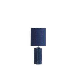 Lampe à poser Ceramique Bleu Marine, Abatjour assortis Tissu Bleu Marine E14 40w max Haut 51cm Diam 22cm GROOVE