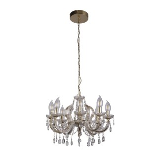 UTAH 8LT Suspension outdoor metal doré, Cristal clair E14 8x1.5w CLI IP65 Diam 60cm Haut 1m50