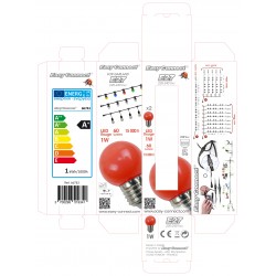 Blister de 2 ampoules - E27 - LED - Rouge