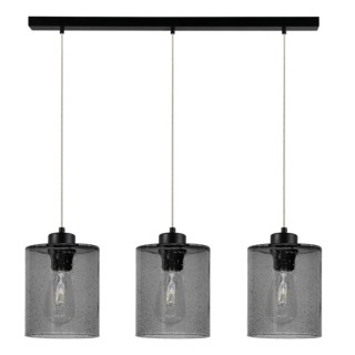 Suspension en Métal Noir et Verre fumé ,3xE27 Max.60W,ZEFIR,111870304